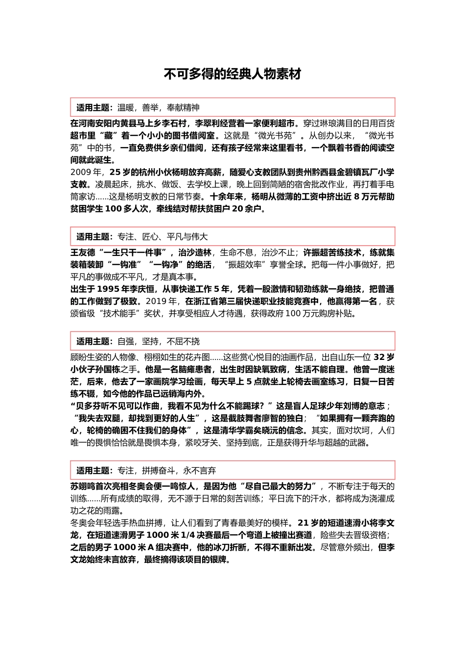 不可多得的经典人物素材 (1).docx_第1页