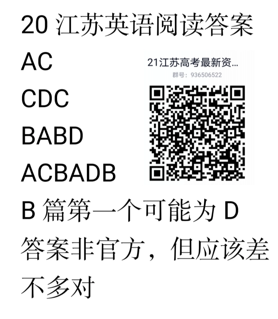 20江苏英语阅读答案.pdf_第1页