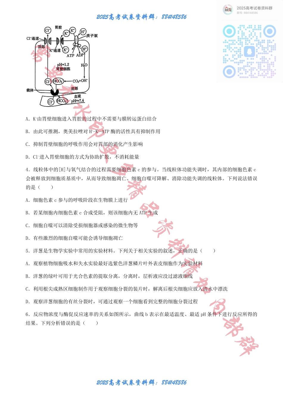 2025届河北金太阳高三10月联考生物学试题（含答案）.pdf_第2页