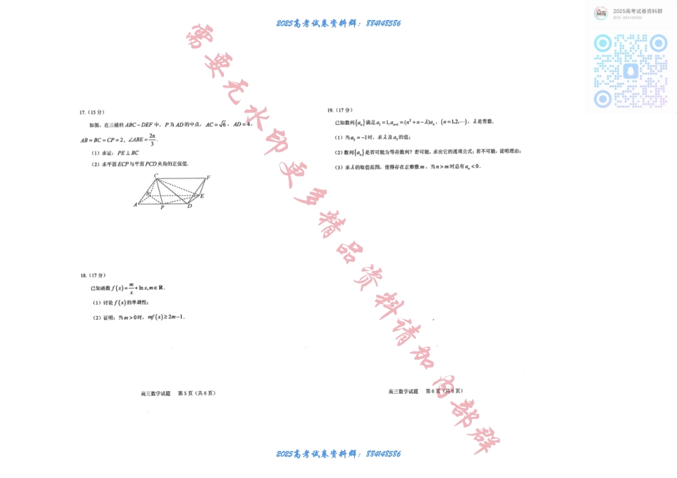 山东省泰安市肥城市2024-2025学年高三上学期开学考试 数学试题+答案 (1).pdf_第3页