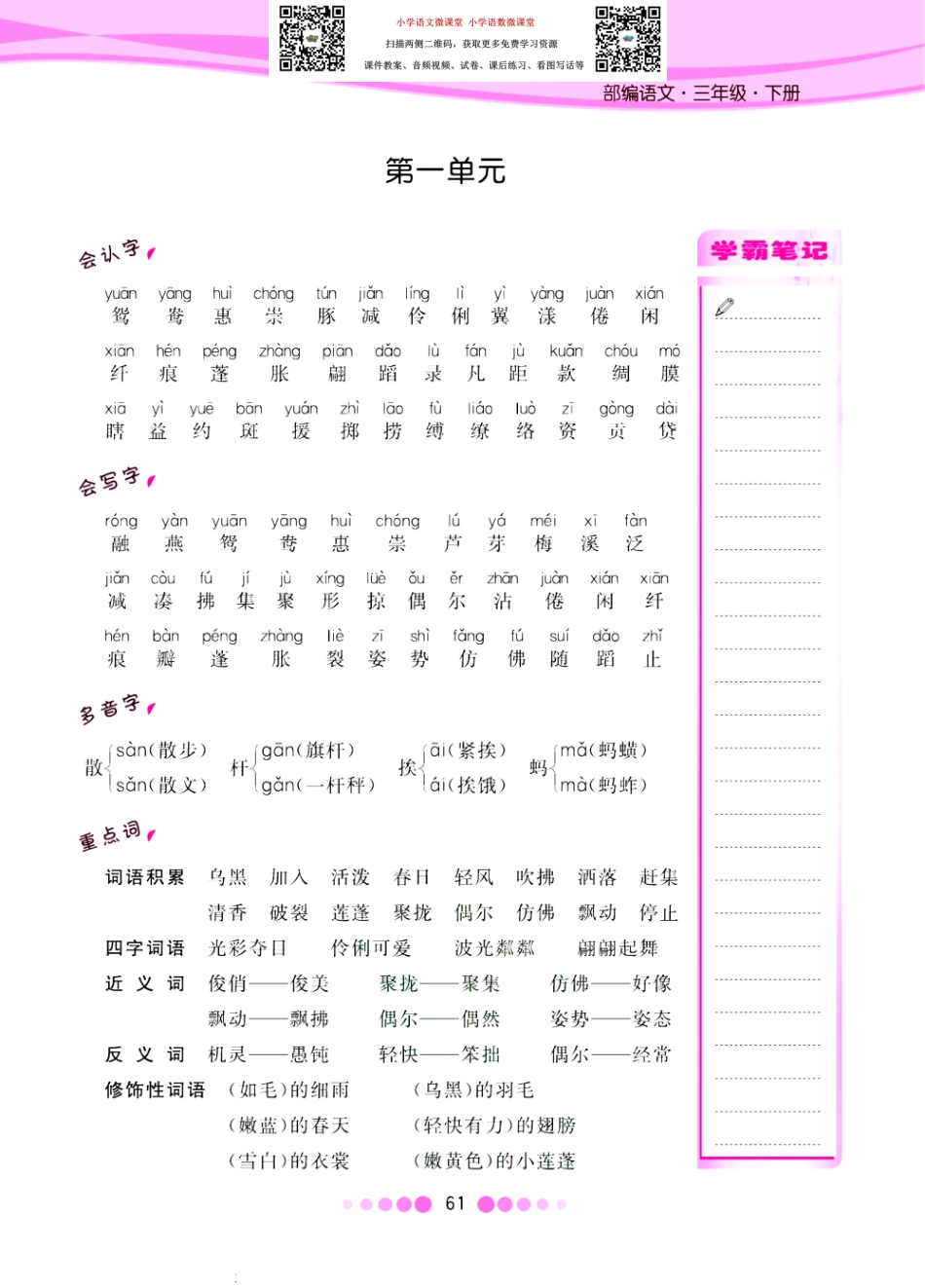 核心课堂三年级下册语文部编版知识清单.pdf_第2页