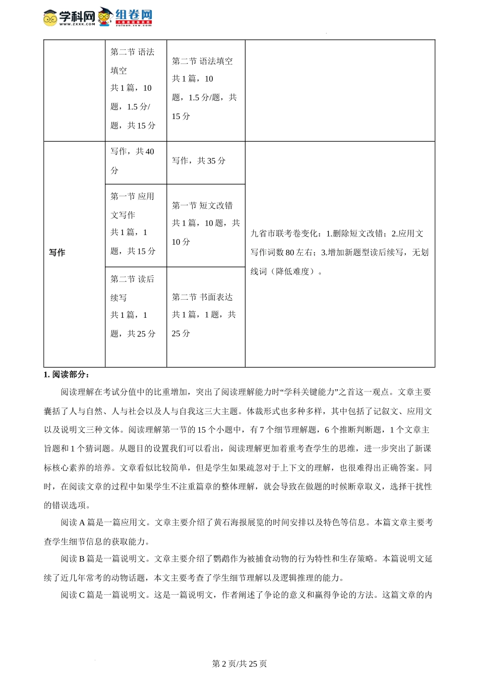 精品解析：2024年1月普通高等学校招生全国统一考试适应性测试（九省联考）英语试题（解析版）.docx_第2页