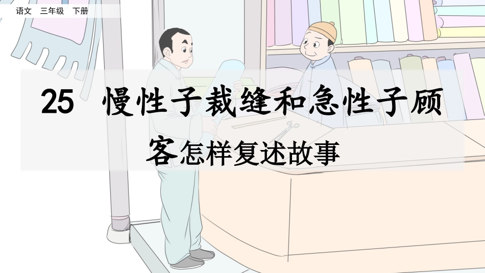 名师讲重点课件25慢性子裁缝和急性子顾客（怎样复述故事）.pptx_第1页