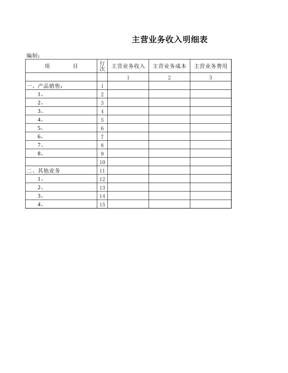 主营业务收入明细表.xls_第1页