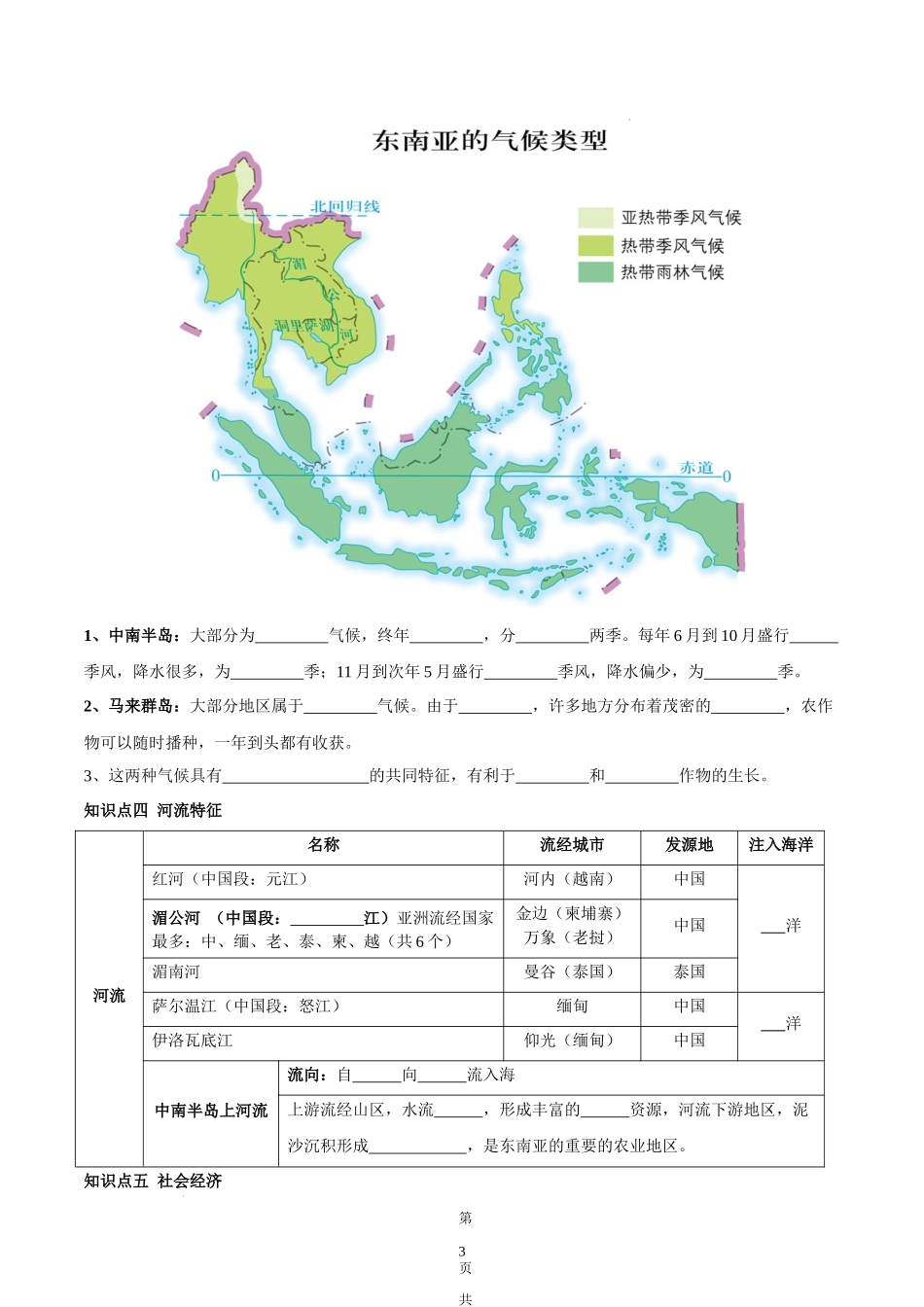 【七年级下册地理湘教版】7.1 东南亚-（原卷版）.docx_第3页