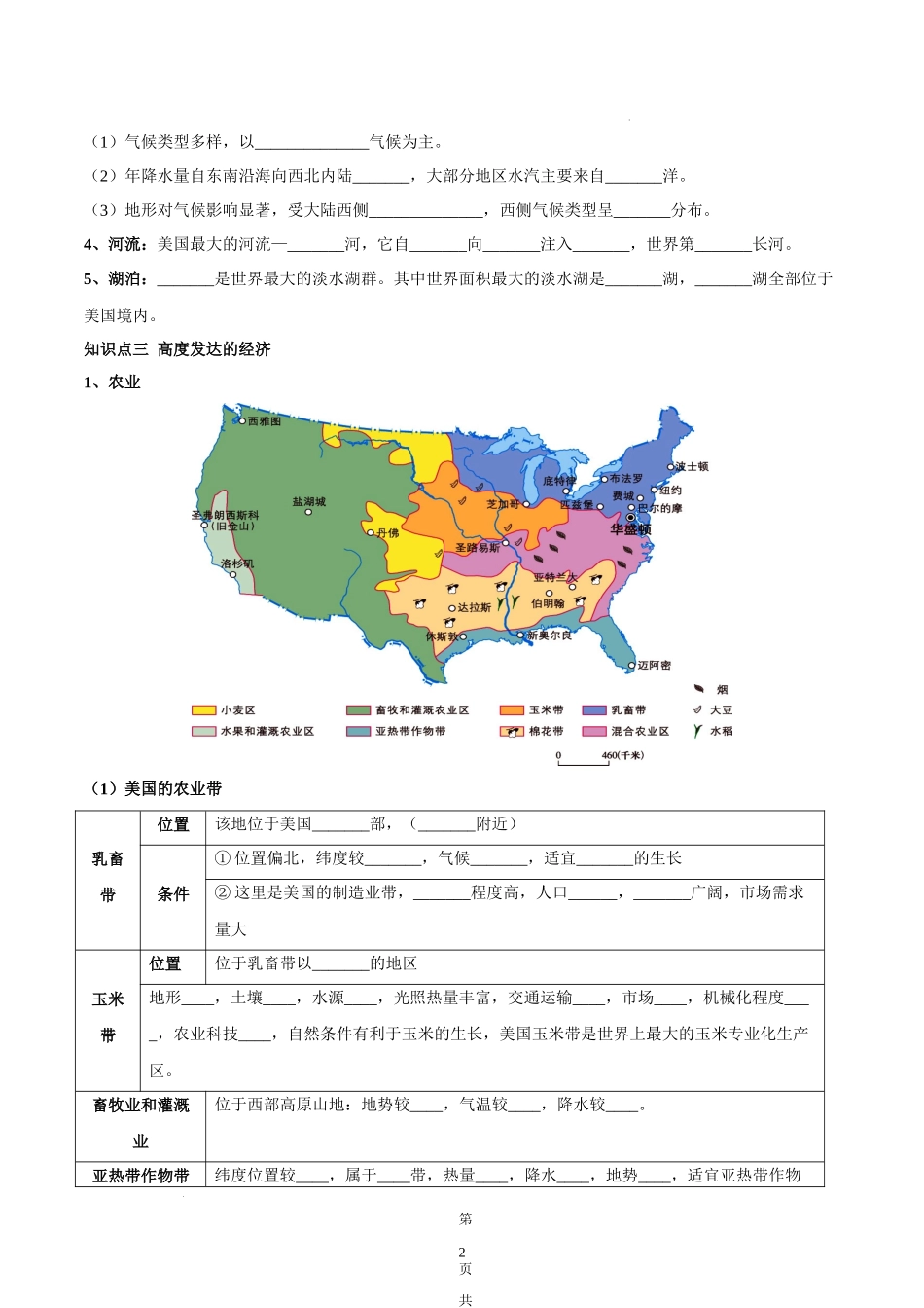 【七年级下册地理湘教版】8.5 美国-（原卷版）.docx_第2页