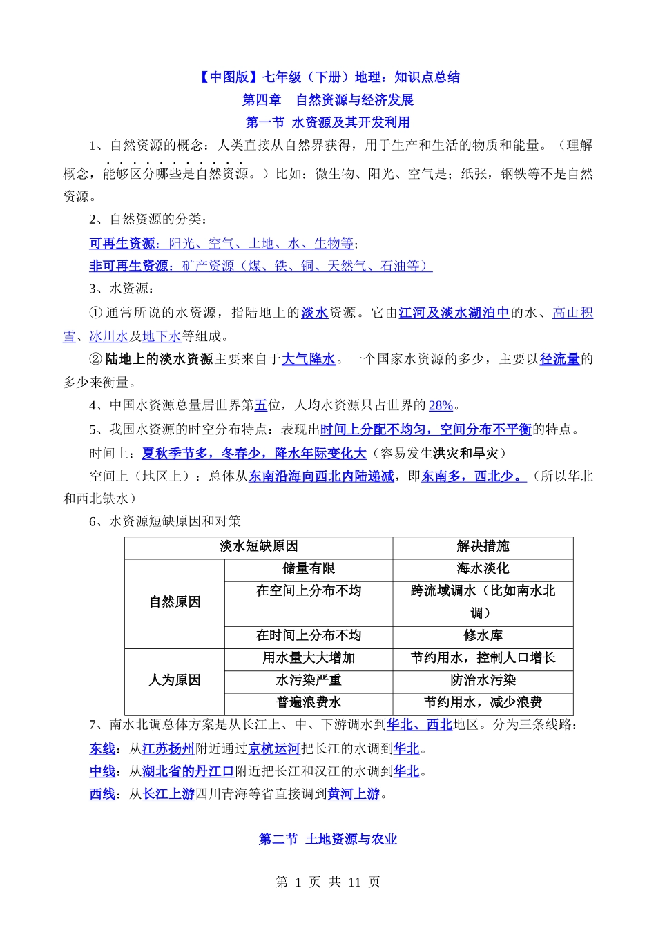 【七年级下册地理中图版】知识点总结.docx_第1页