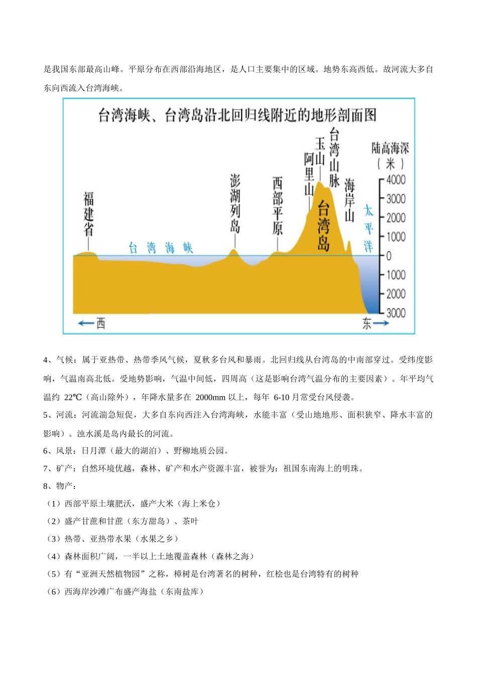 【七年级下册地理中图版】专题10 台湾省  【知识梳理】.docx_第2页