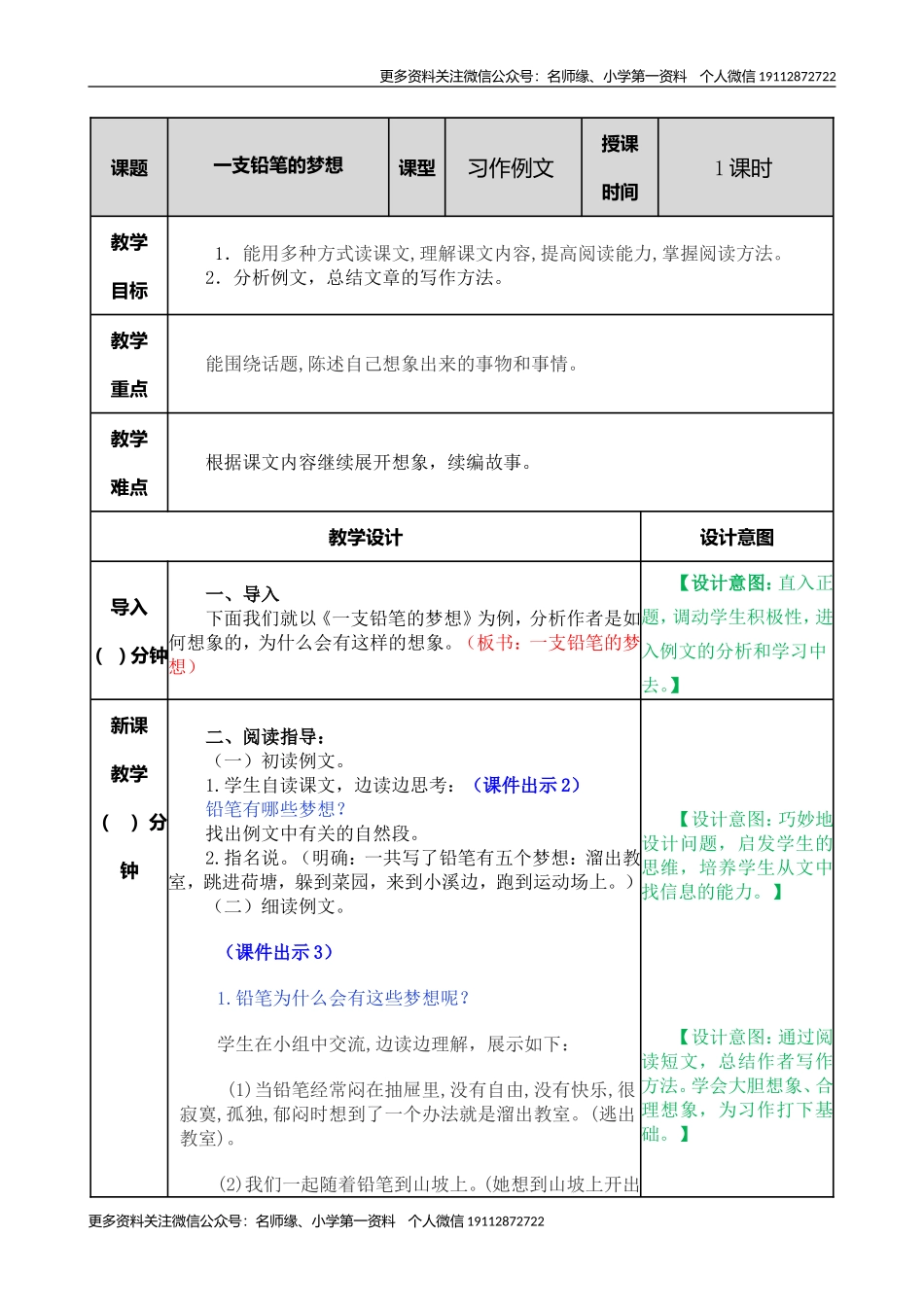 习作例文：一支铅笔的梦想 教学教案.doc_第1页