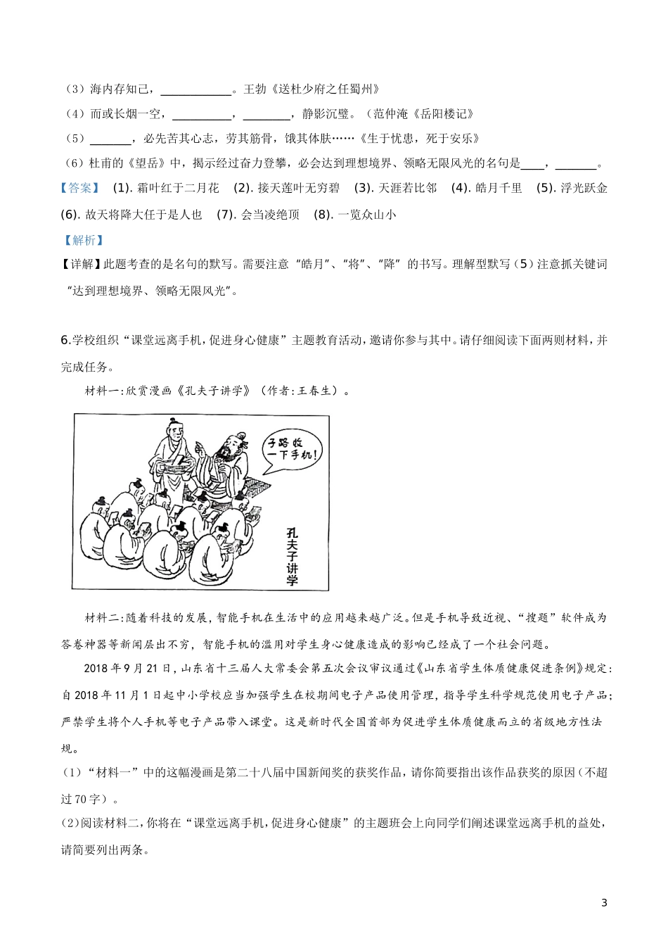 2019年山东省枣庄市中考语文试题（解析版）.doc_第3页