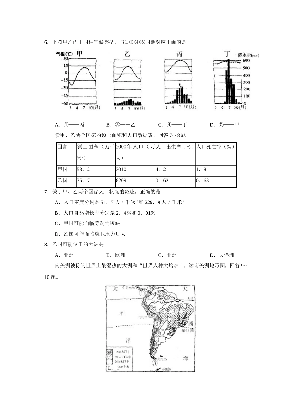 2013潍坊市中考地理试题真题(含答案版).doc_第2页