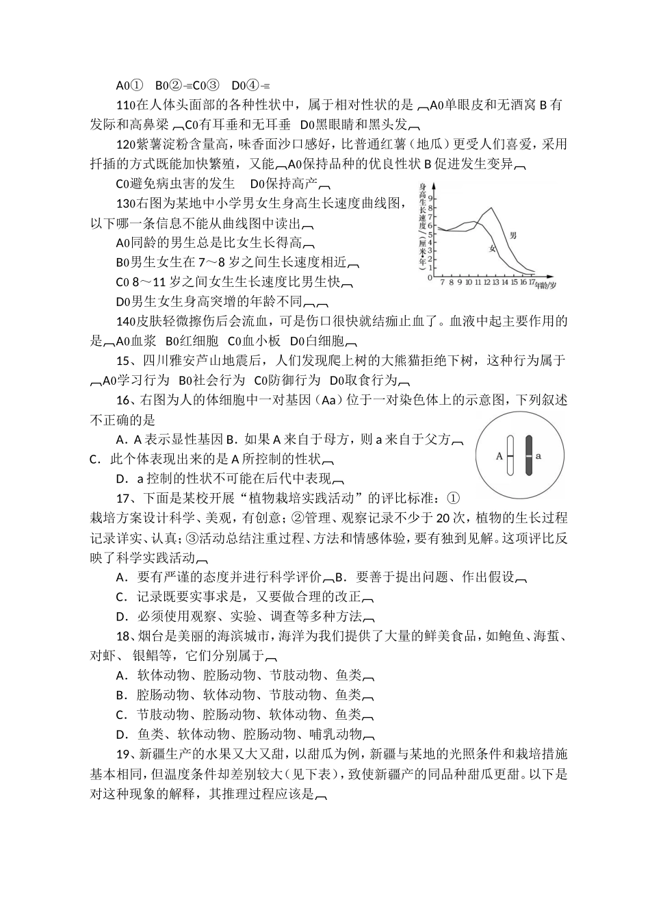 2013烟台市中考生物试题及答案(word版).doc_第2页