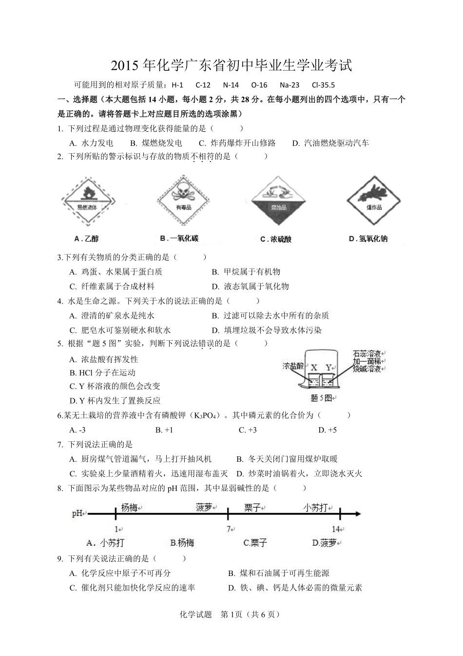 2015年广东省中考化学试题及答案.pdf_第1页
