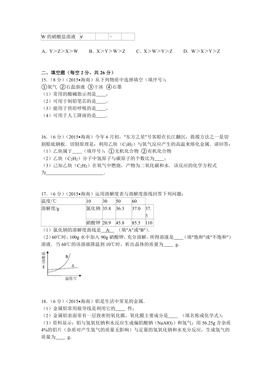 2015年海南中考化学试题及答案.pdf_第3页