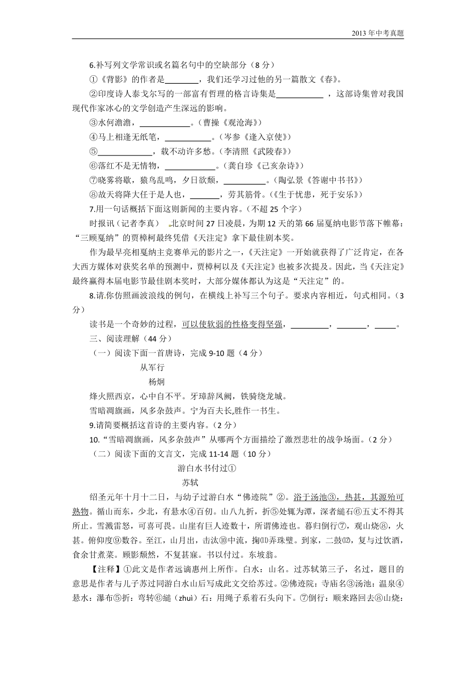 2013年山东省临沂市语文中考试题+答案.pdf_第2页