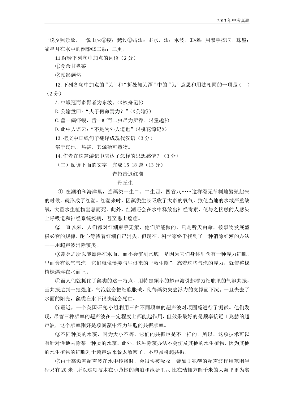 2013年山东省临沂市语文中考试题+答案.pdf_第3页