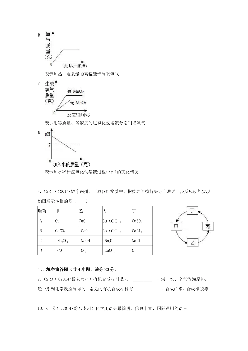 2014年贵州省黔东南州中考化学试题及答案.pdf_第3页