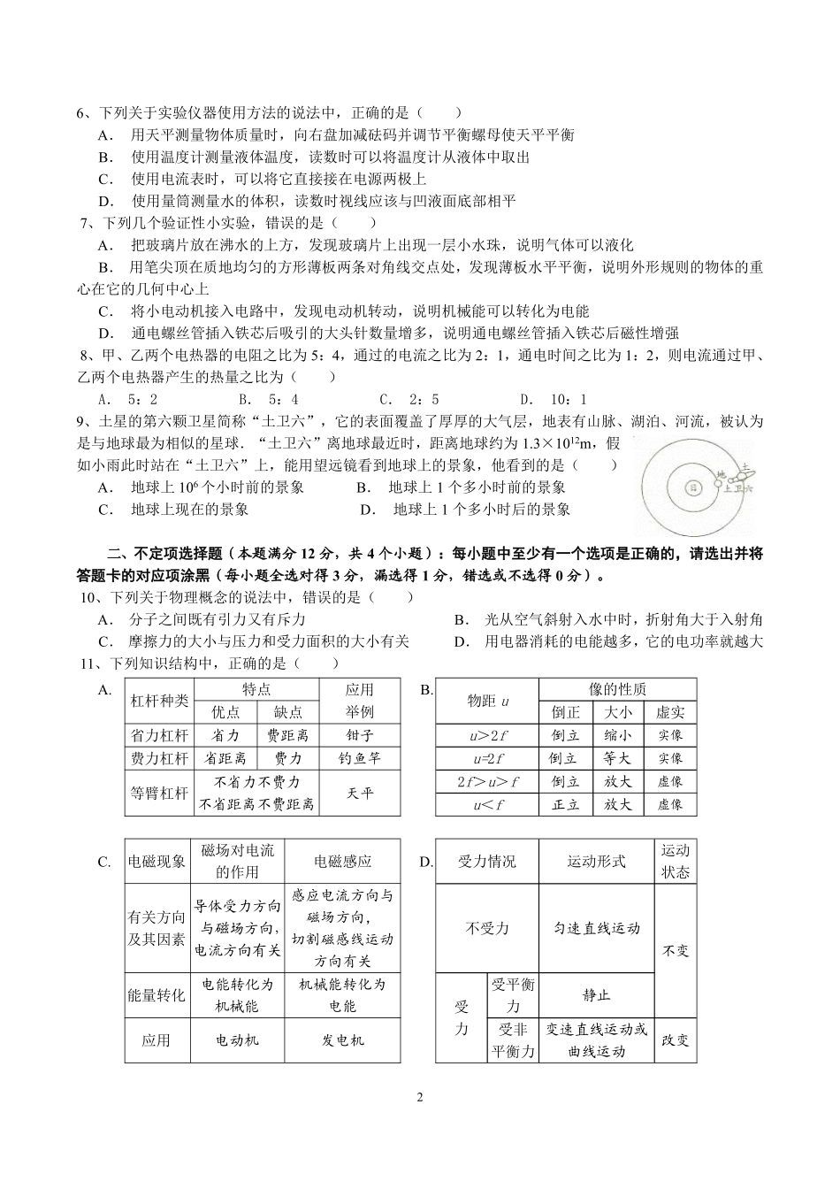 2014年青岛市中考物理试卷和答案.pdf_第2页