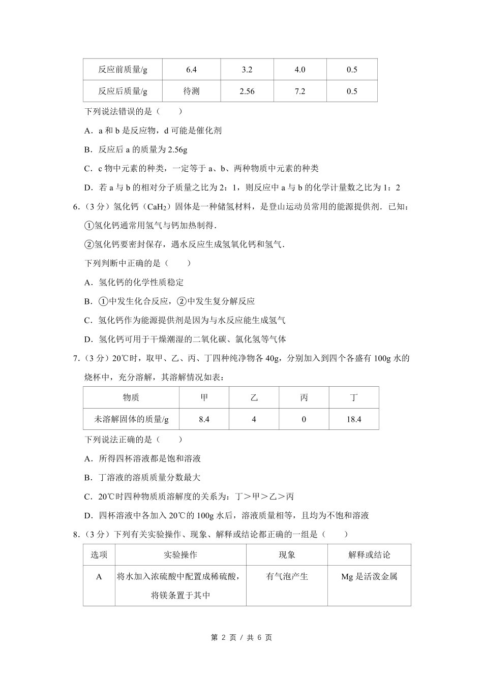 2015年四川省绵阳市中考化学试卷（学生版）  .pdf_第2页