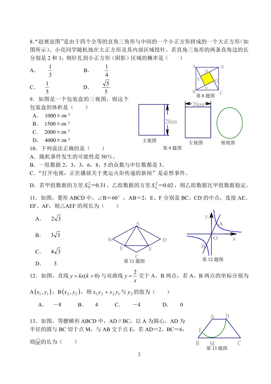 2008年山东省临沂市中考数学试题及答案.pdf_第2页