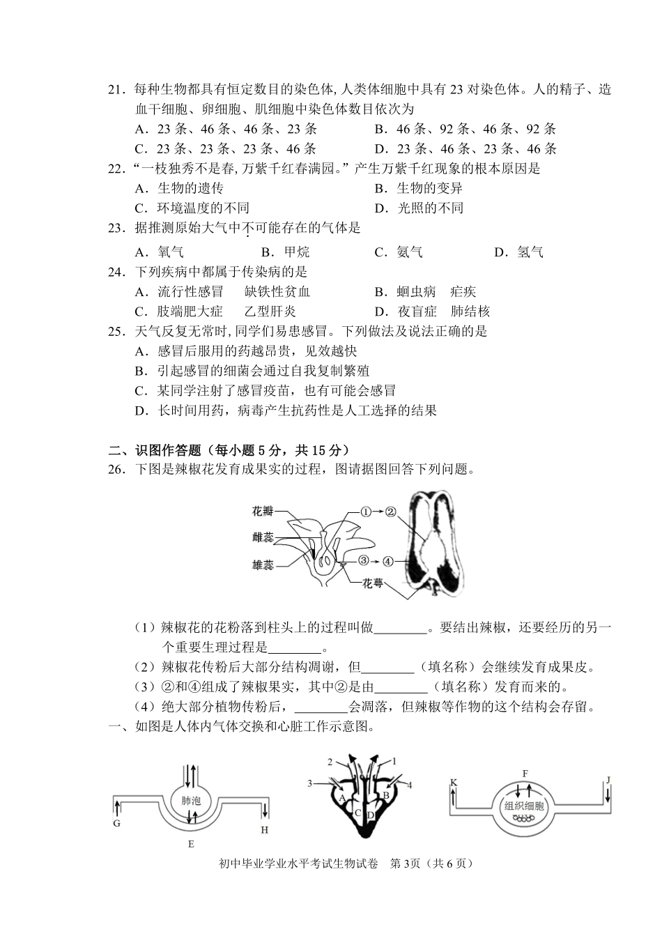 2014年长沙市中考生物试题和答案.pdf_第3页