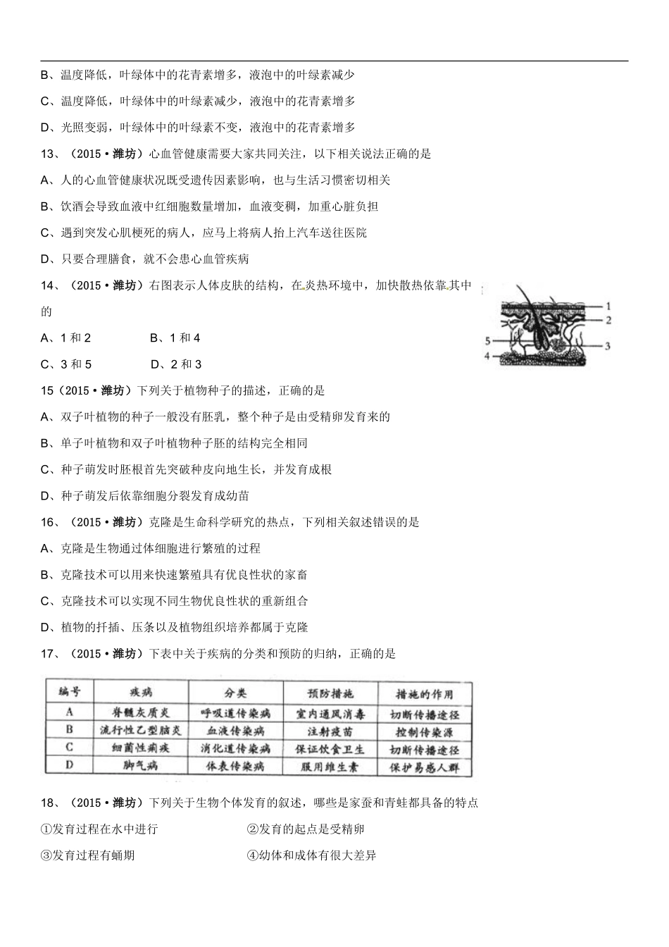 2015潍坊市中考生物试题带答案(word版).pdf_第3页