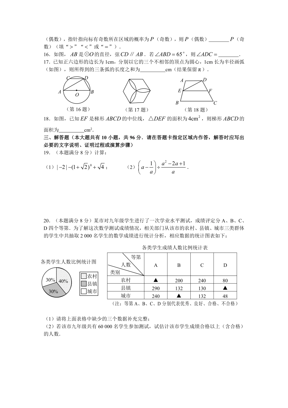 2009年江苏省淮安市中考数学试题及答案.pdf_第3页