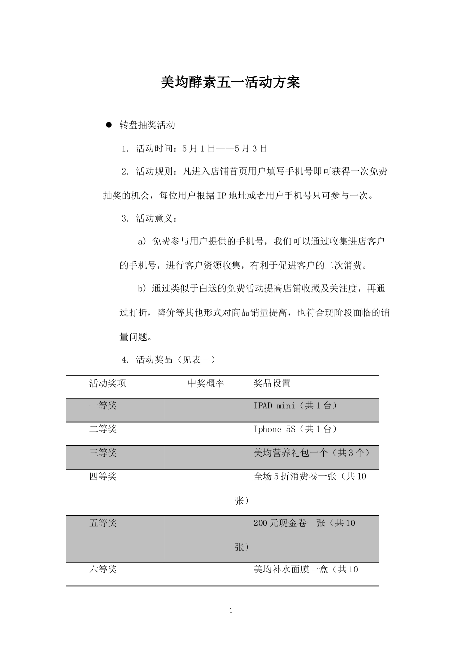 美均酵素五一节活动促销策划案.docx_第1页