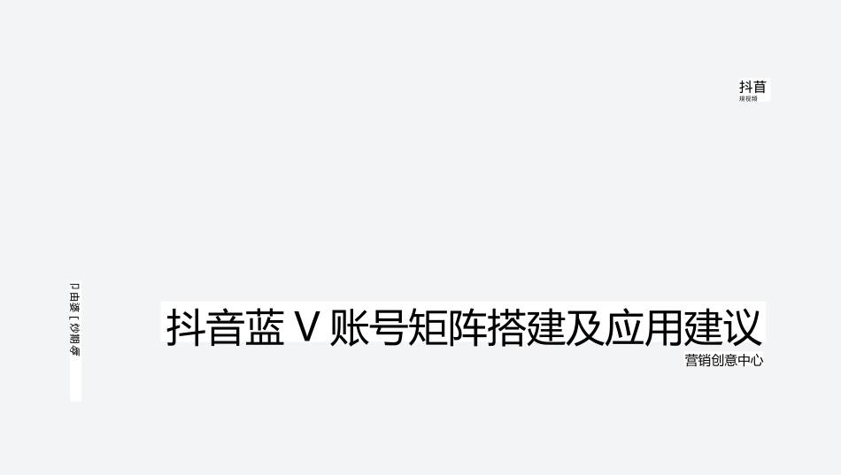 2020年某音蓝V账号矩阵搭建及应用建议.pptx_第1页