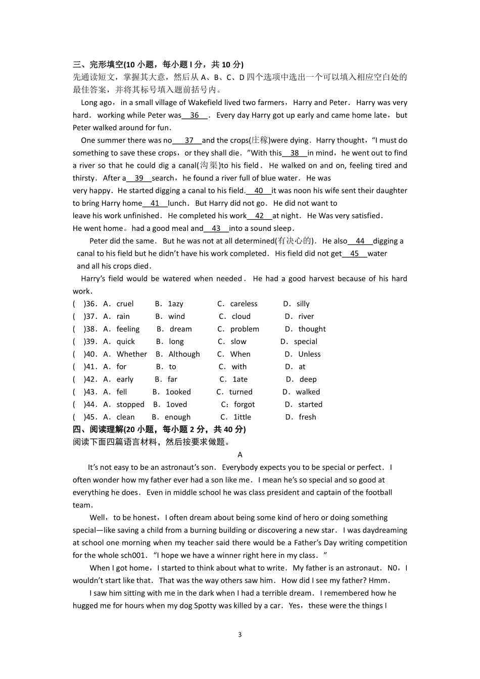 2010年河南省中考英语试卷及答案.pdf_第3页