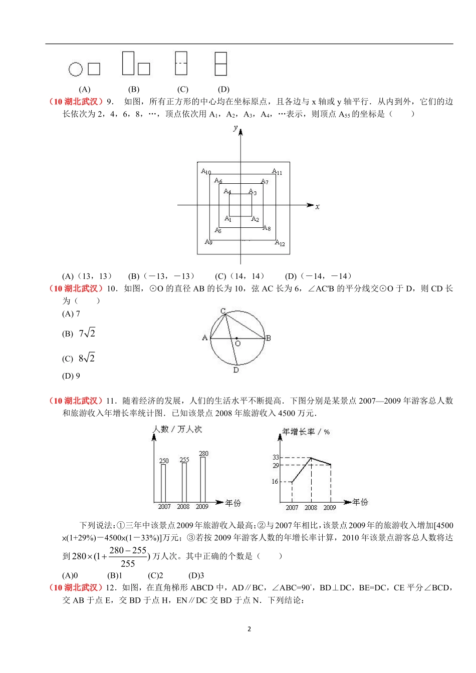 2010年武汉市中考数学试题及答案.pdf_第2页