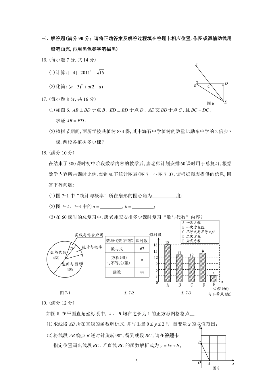 2011福建福州中考数学试题及答案(含答案).pdf_第3页