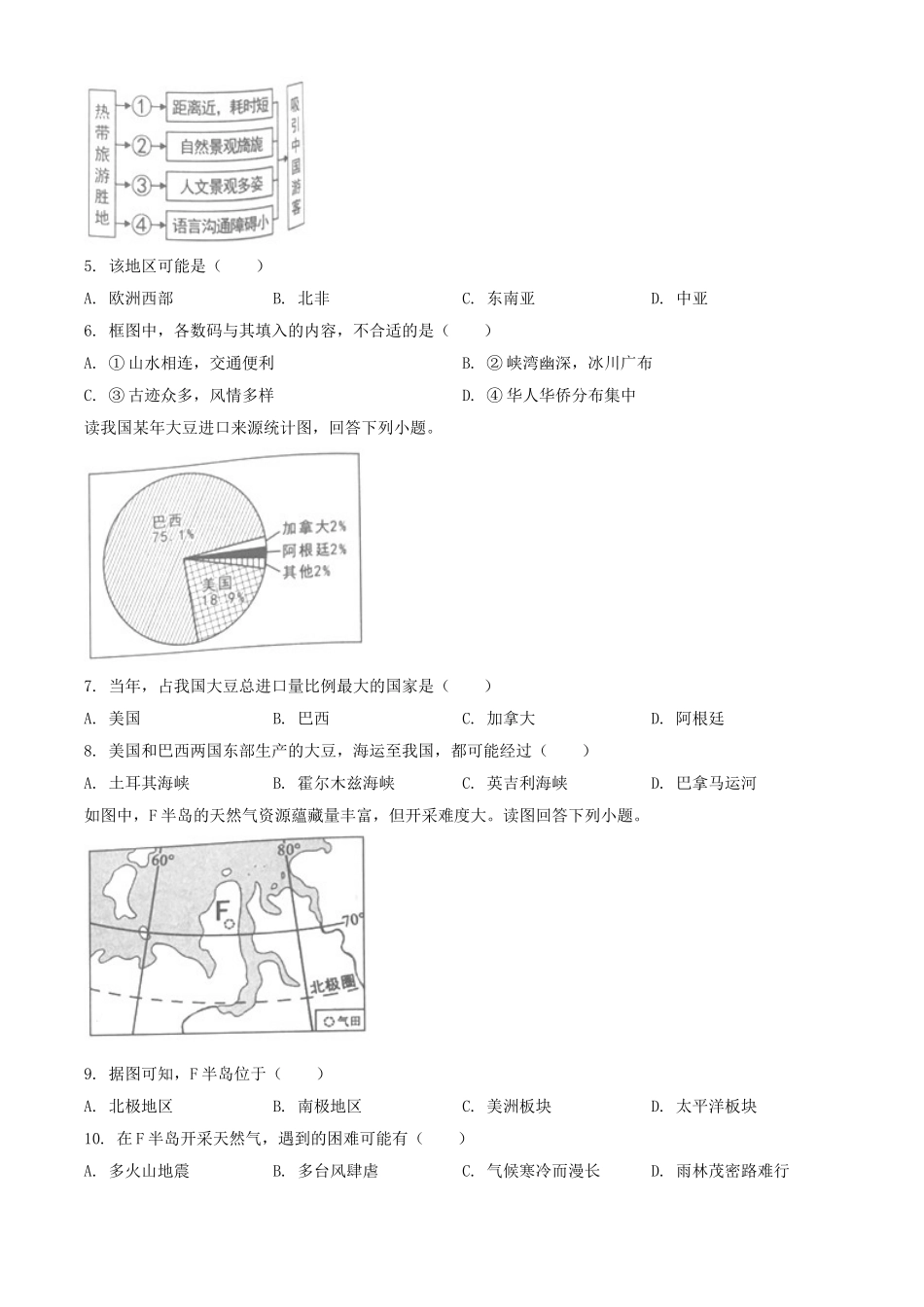 2019年湖南省岳阳市中考地理试题（原卷版）.doc_第2页