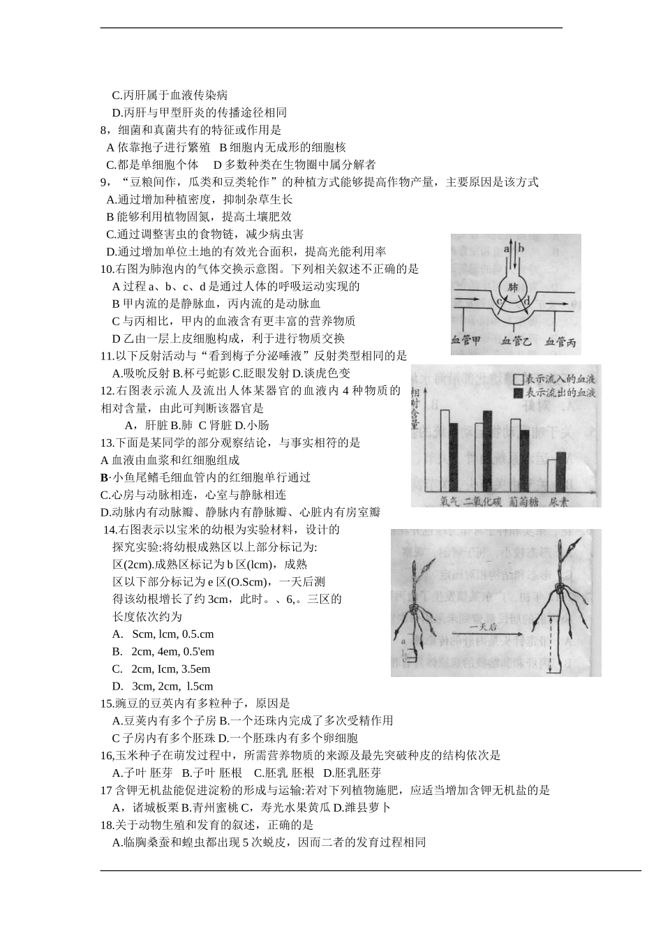 2012潍坊市中考生物试题带答案(word版).doc_第2页