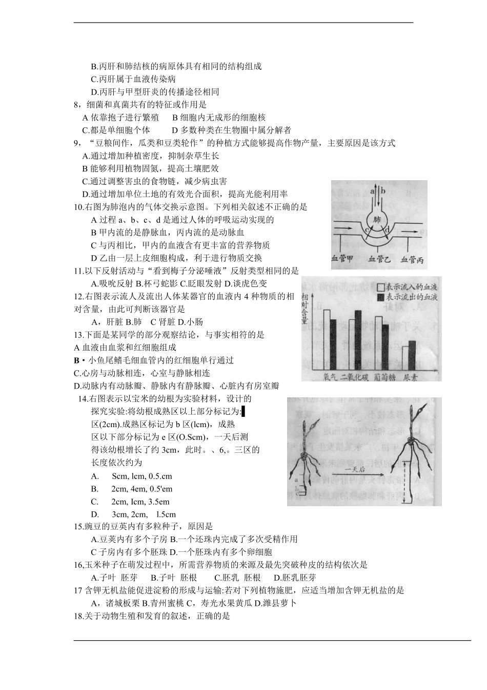 2012潍坊市中考生物试题带答案(word版).pdf_第2页