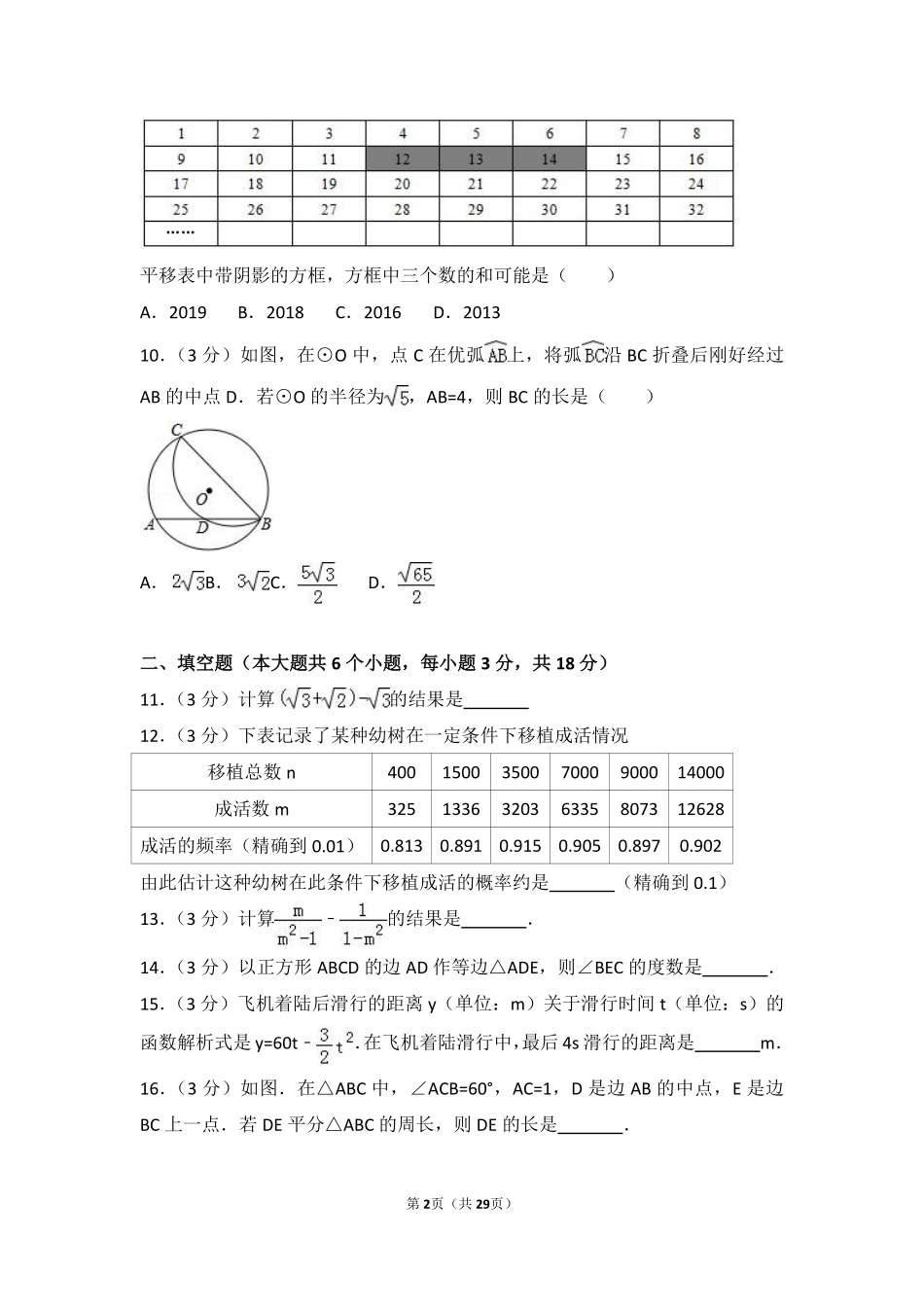 2018年武汉市中考数学试题及答案.pdf_第2页