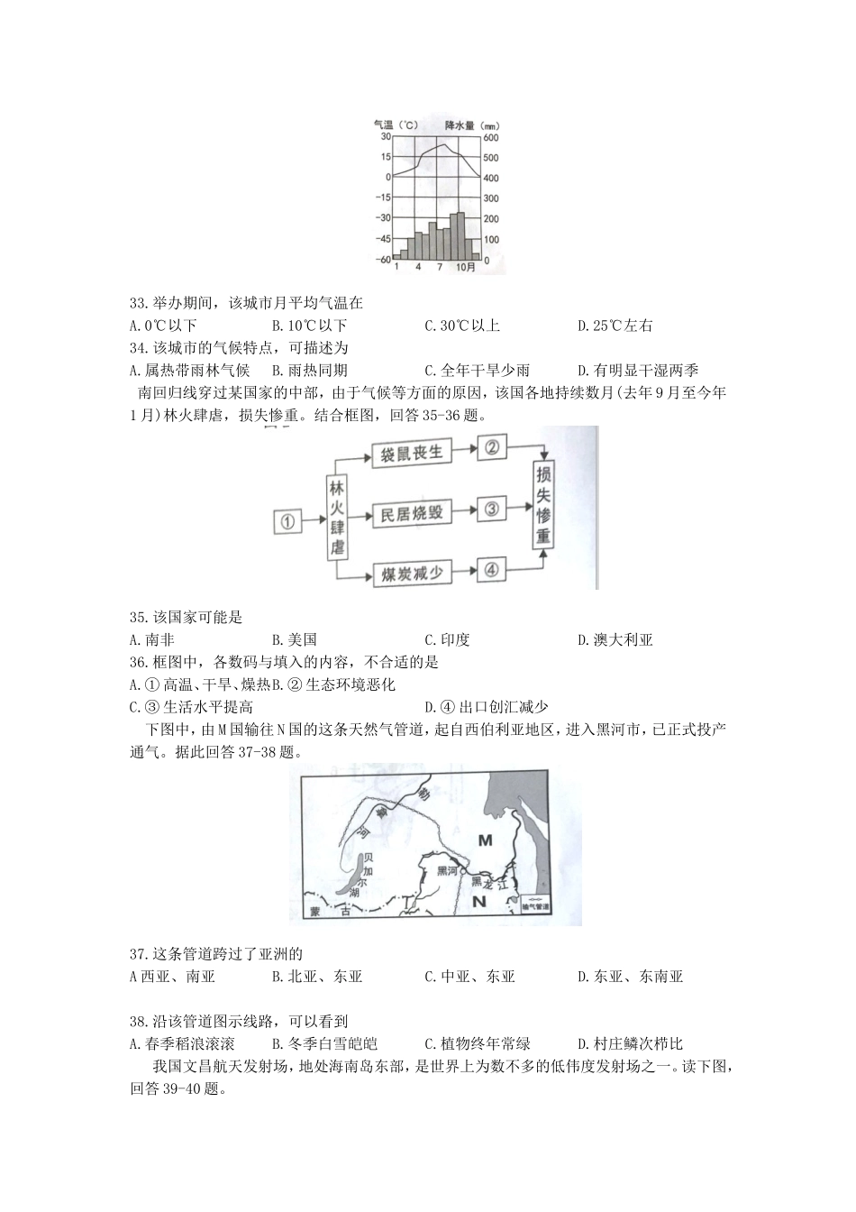 2020年湖南岳阳中考地理试题（原卷版）.doc_第2页