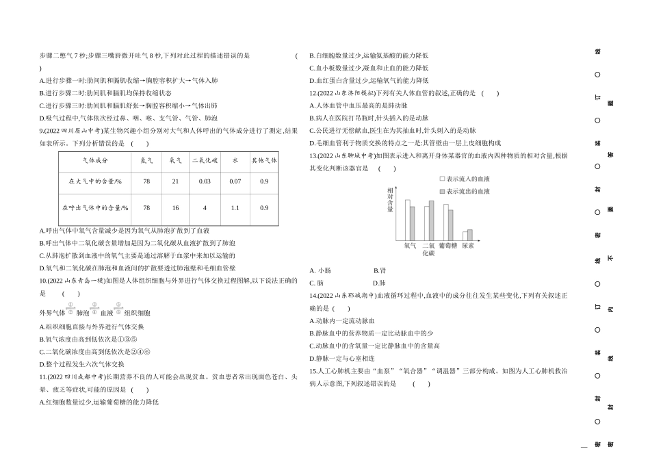 【七年级下册生物济南版】-期中素养综合测试.docx_第2页