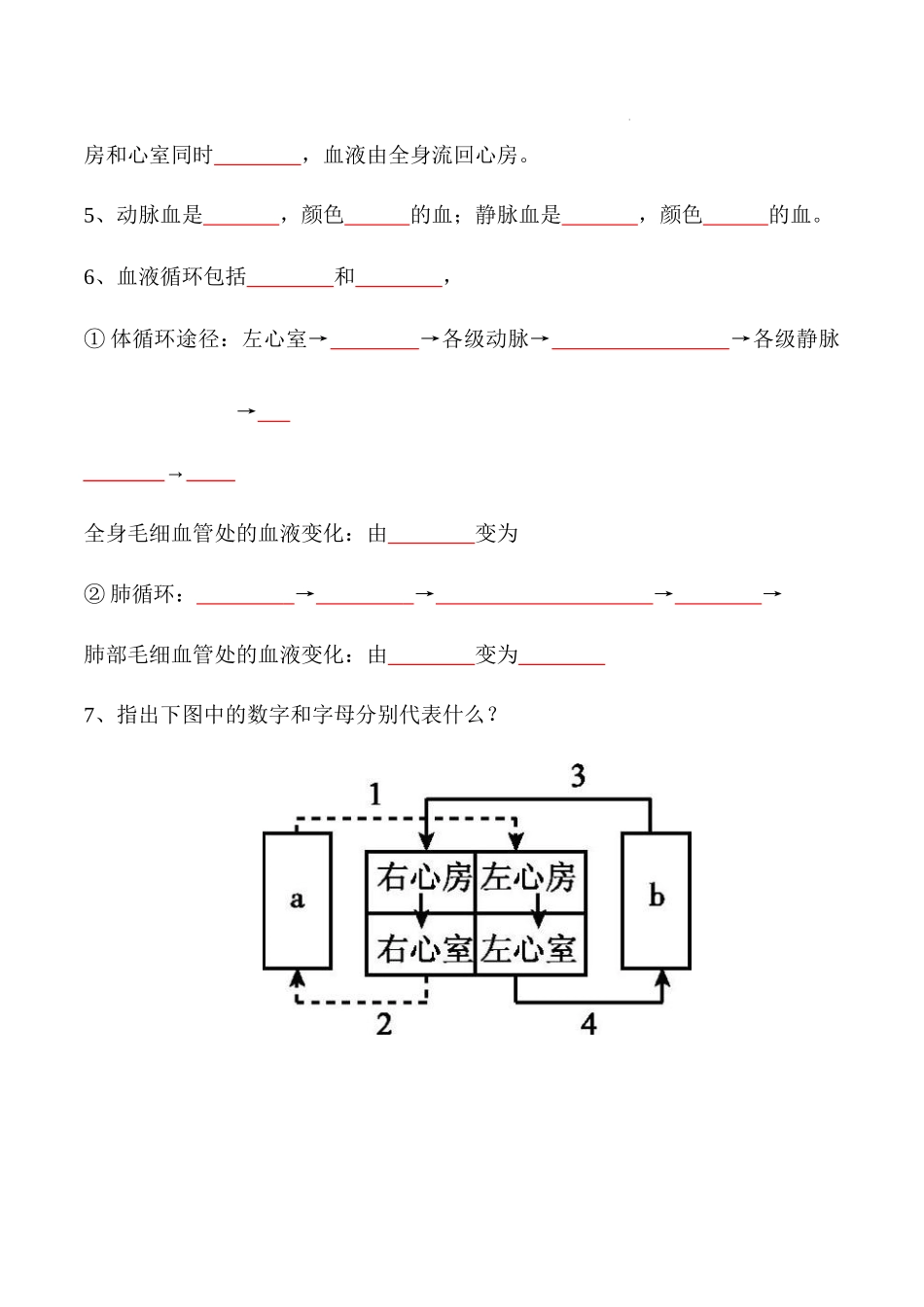 【七年级下册生物人教版】4.4.3 输送血液的泵-心脏-（原卷版）.docx_第2页