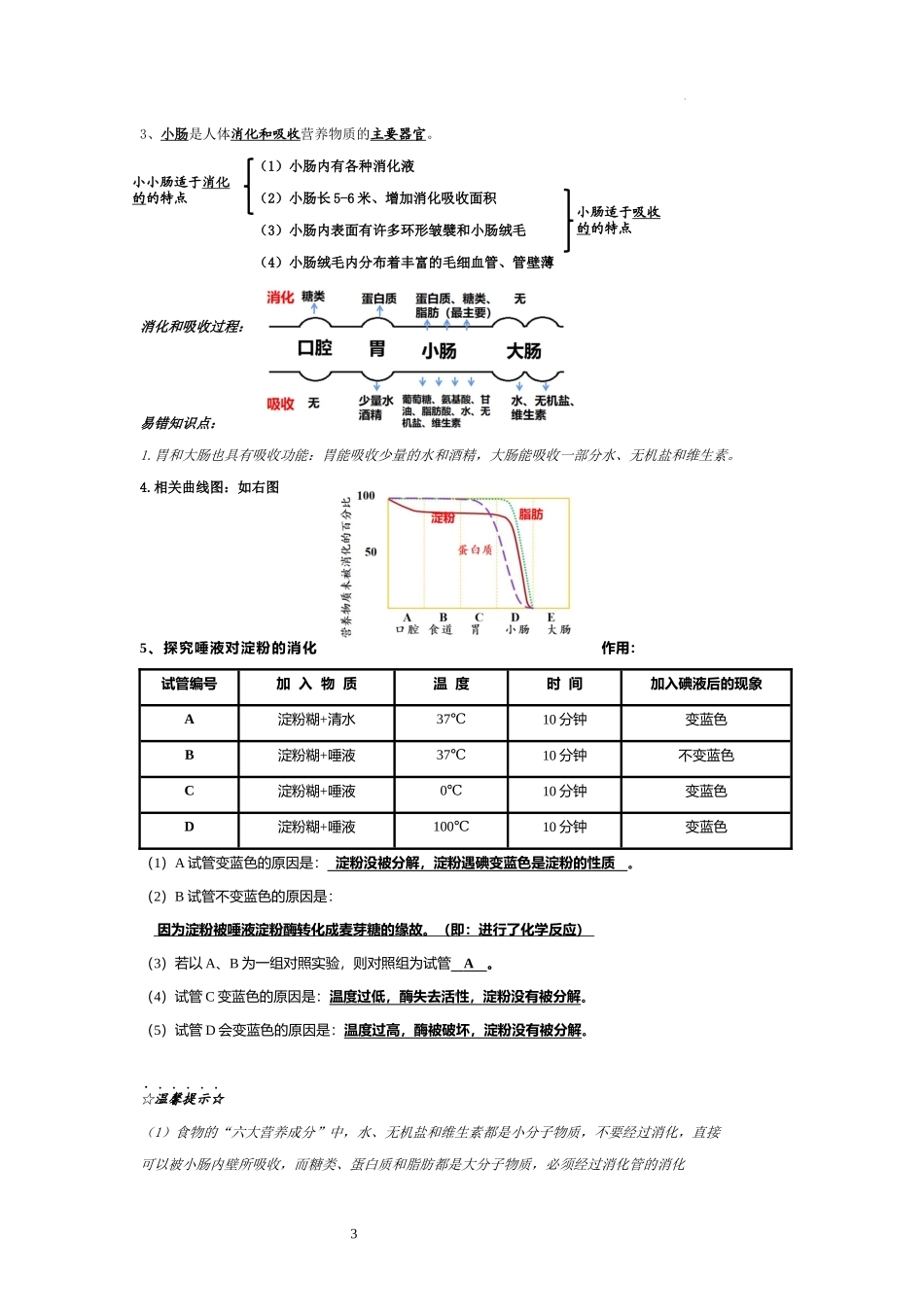 【七年级下册生物人教版】第二章 人体的营养（知识点梳理）.docx_第3页