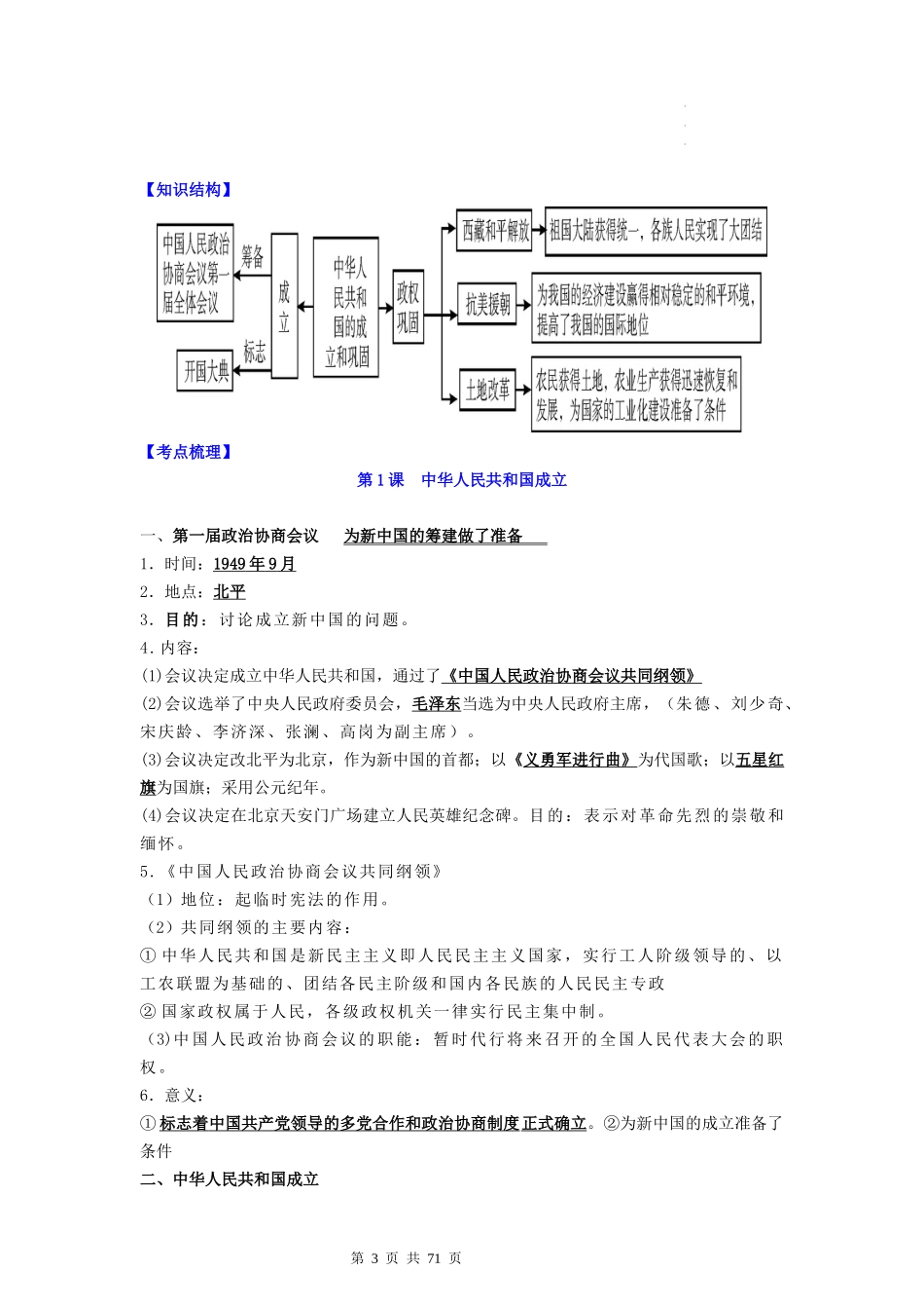 八年级历史下册-【背诵秘笈】2024年中考历史复习6册教材常考知识点集锦（部编版）.docx_第3页