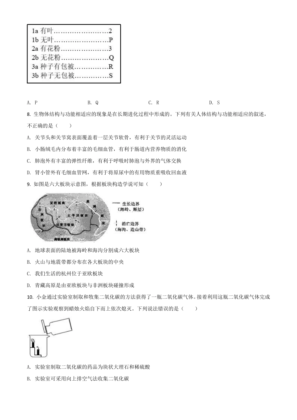精品解析：浙江省杭州市2020年中考科学试题（原卷版）.pdf_第2页