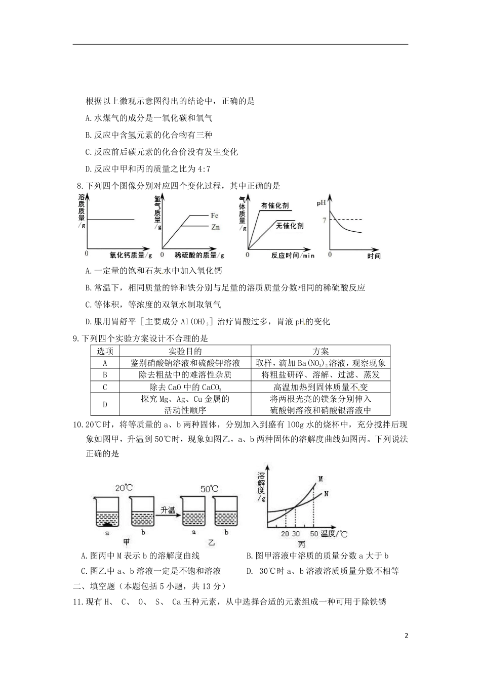 内蒙古呼和浩特市2015年中考化学真题试题（含答案）.pdf_第2页