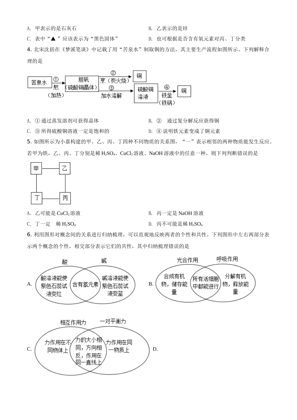 浙江省嘉兴市2021年中考化学试题（原卷版）.doc_第2页