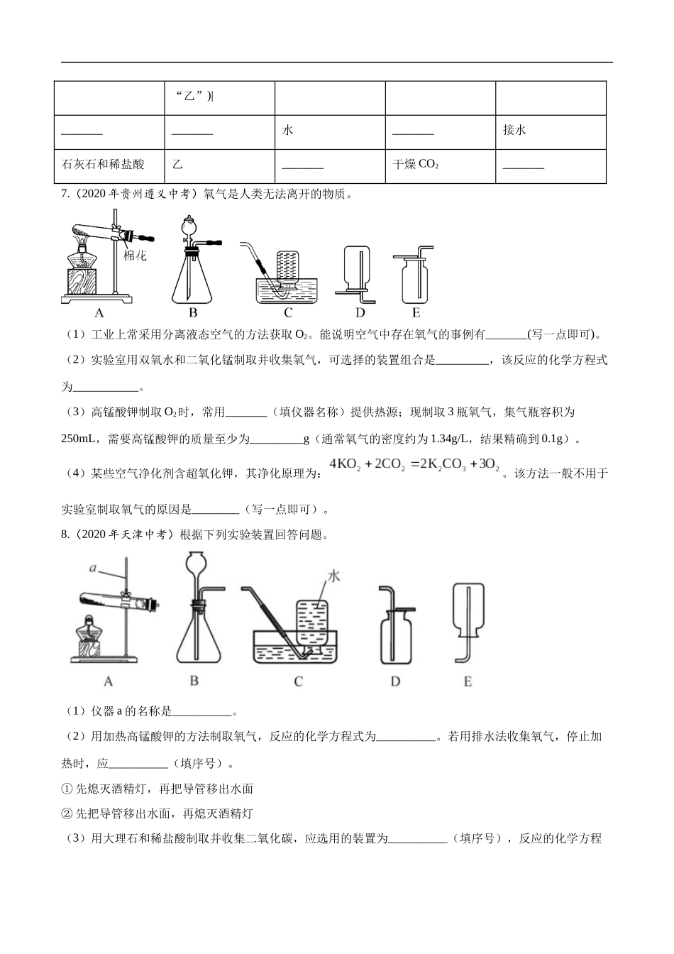 专题 04 氧气及其制取-2020年中考真题化学分项汇编（原卷版）.docx_第2页