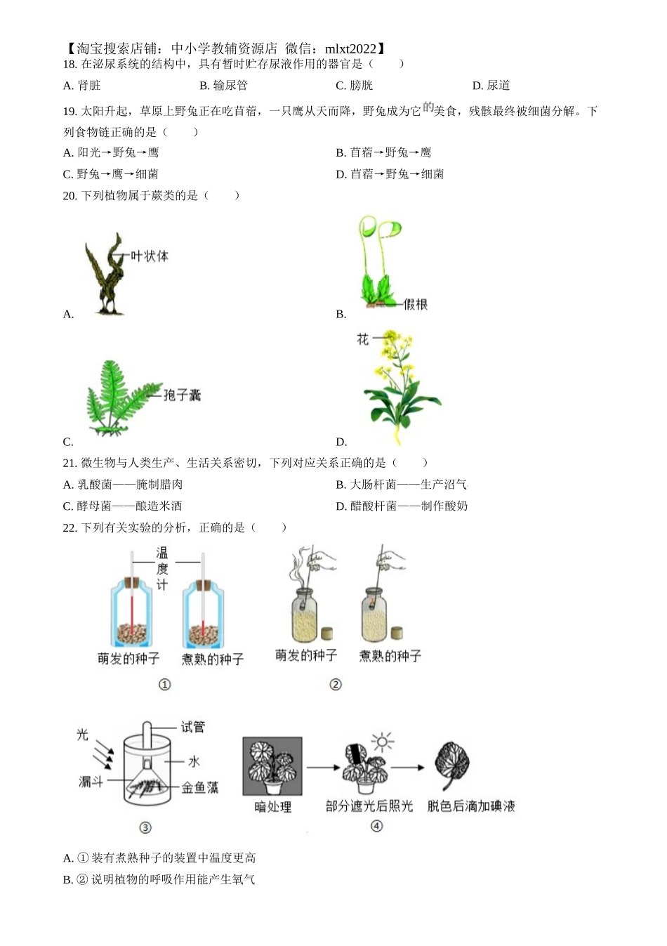 精品解析：2024年福建省中考生物试题（原卷版）.docx_第3页