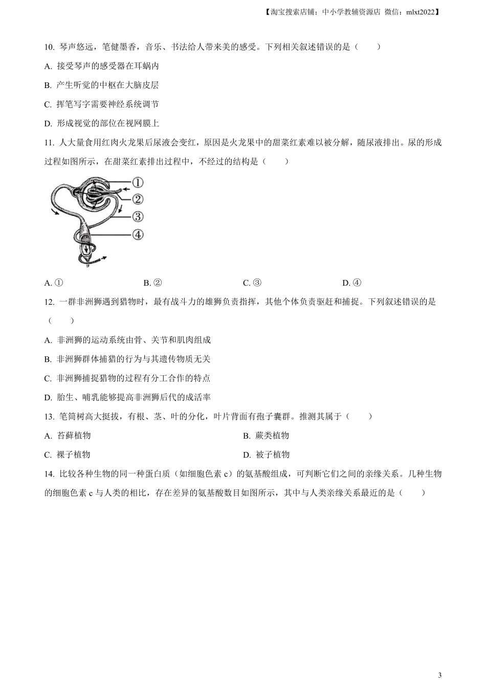 精品解析：2024年河南省中考生物真题（原卷版）.pdf_第3页