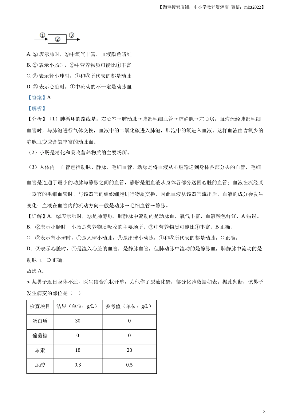 精品解析：2024年四川遂宁市中考理综真题-初中生物学（解析版）.docx_第3页