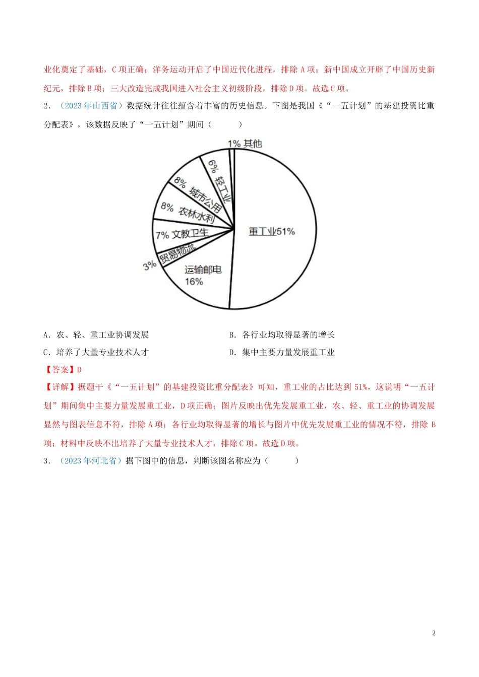 专题16  社会主义制度的建立与社会主义建设的探索（第01期）（解析版）.docx_第2页