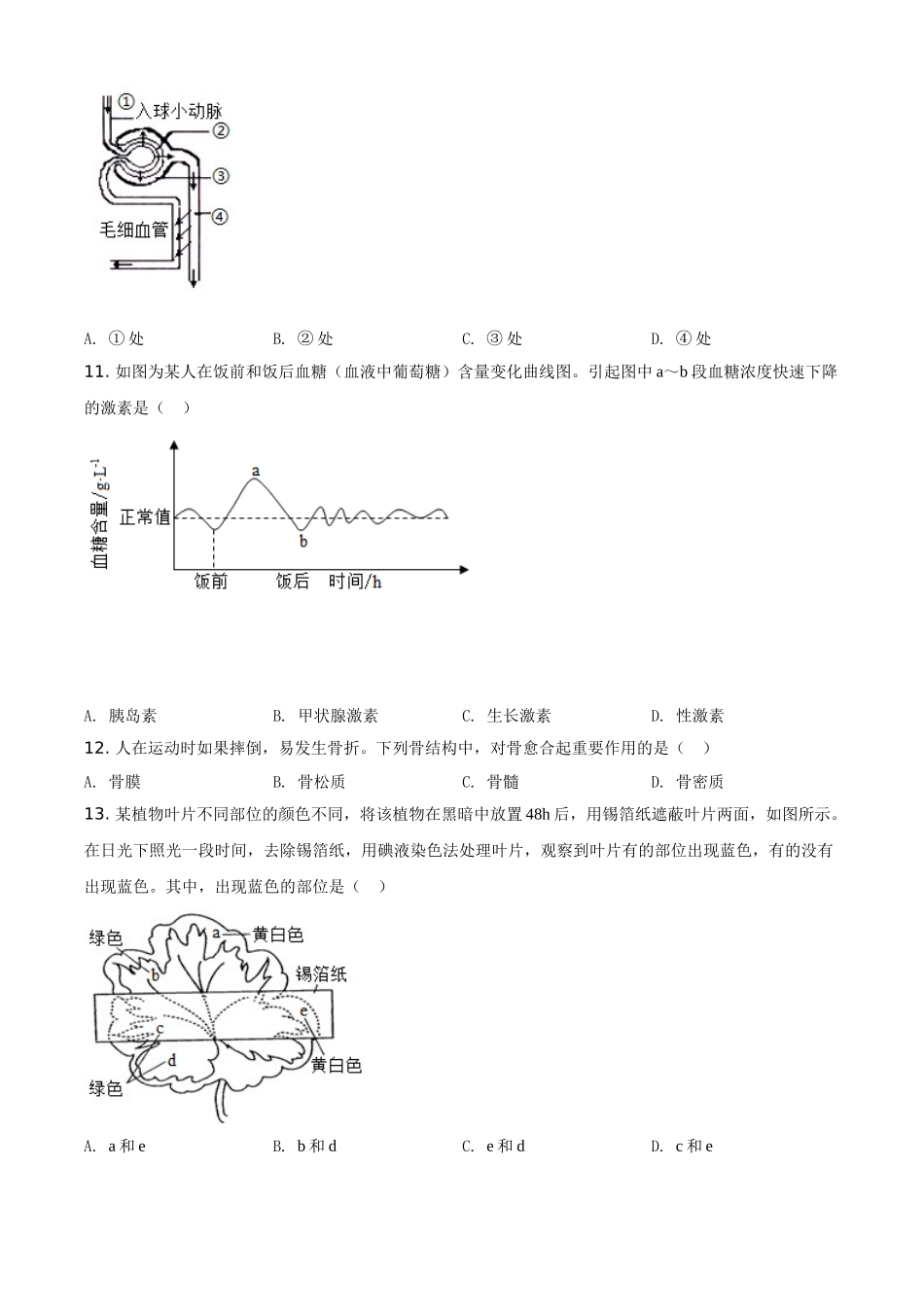 精品解析：江苏省苏州市2020年学业考试生物试题（原卷版）.doc_第3页